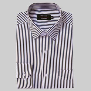 Royal Blue & Dark Brown Lining Dress Cotton Shirt