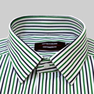 Light Green & Royal Blue Lining Dress Cotton Shirt