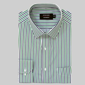 Light Green & Royal Blue Lining Dress Cotton Shirt