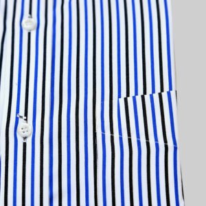 Royal Blue & Black Lining Dress Cotton Shirt