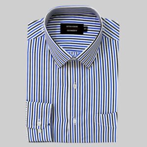 Royal Blue & Black Lining Dress Cotton Shirt